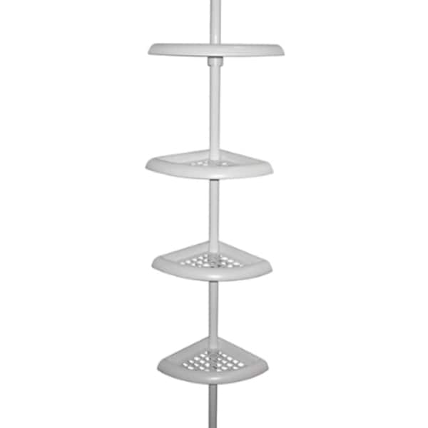 Zenna Home Shower Caddy 4Shelf Pole Wht 2104W Zoro